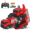 Rc Car Remote Control Fire Truck Deformation City Vehicle Robot Model Engineering Excavator Car Educational Boy Kids Toys 5