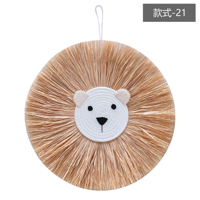 Home decoration Tapestry Handwoven Cartoon Lion Hanging Decorations Cute Animal Head Ornament Children room Wall Hanging