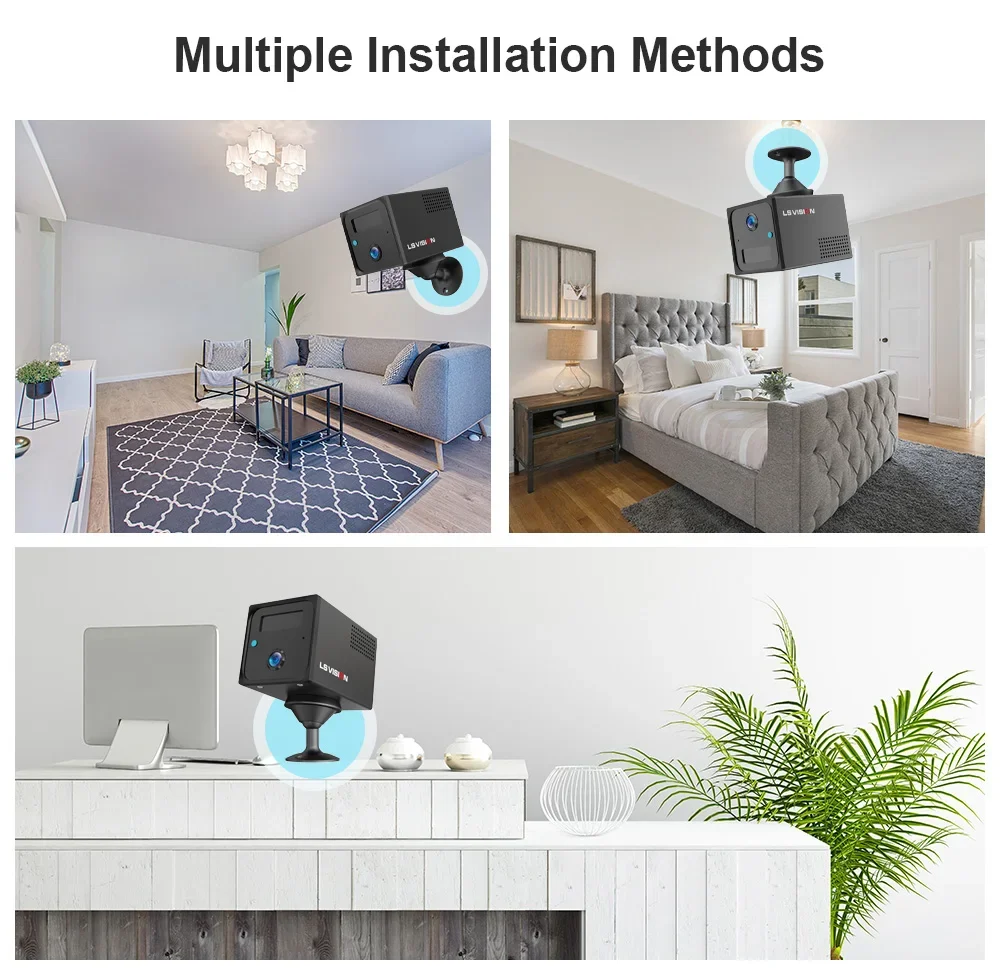 4MP Mini Battery Camera 4G/WiFi Indoor Security Camera Wireless Surveillance Cam
