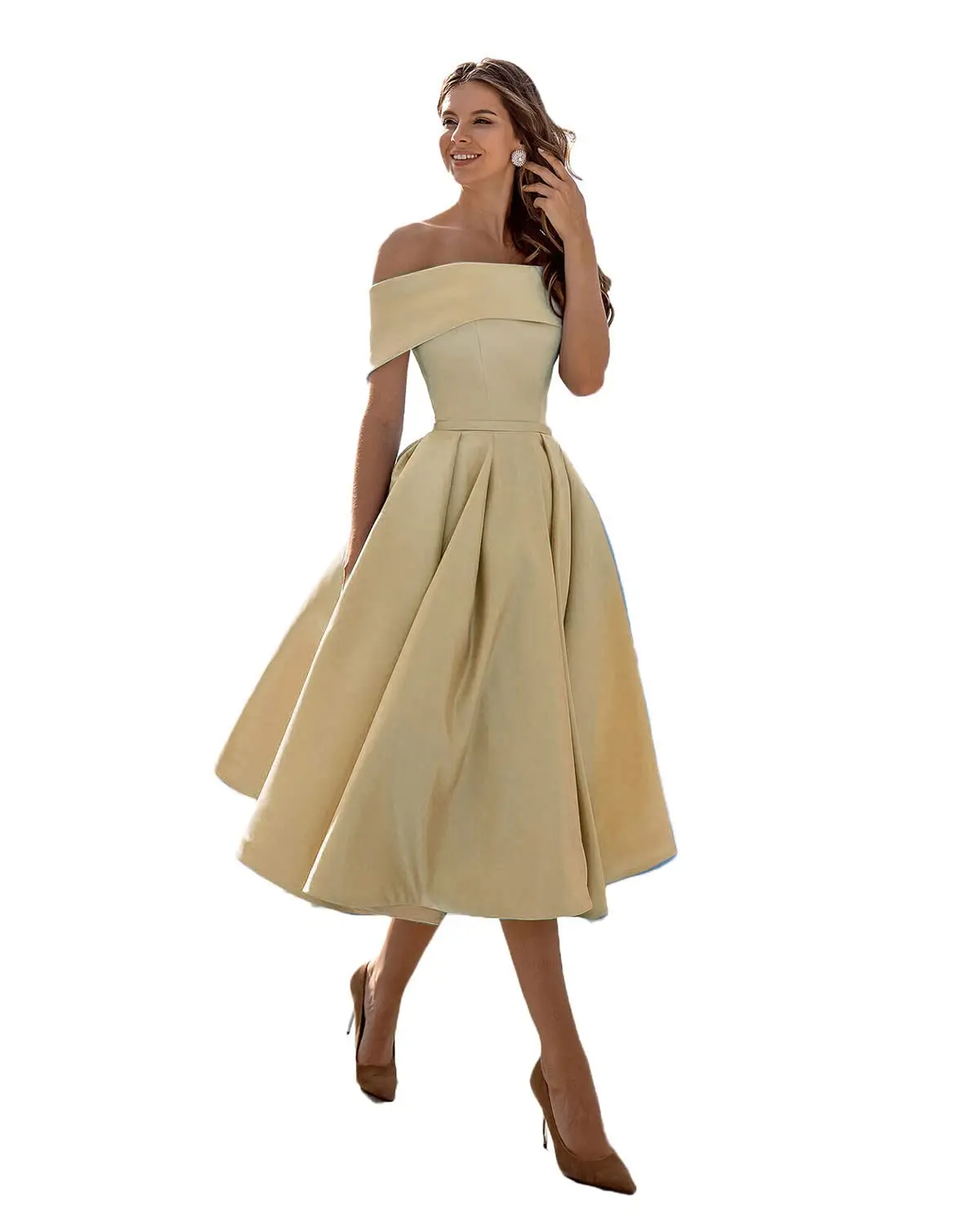 formal evening gowns Off Shoulder Evening Dresses Short Satin t فساتين السهرة A Line Party Prom Gown with Pockets for Women petite formal dresses & gowns Evening Dresses