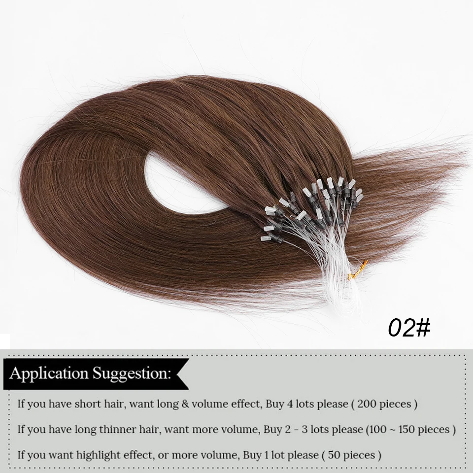 Micro Loop Hair Extensions Human Hair Soft Keration Glue With Micro Loop Line Straight Natural Link HairPieces