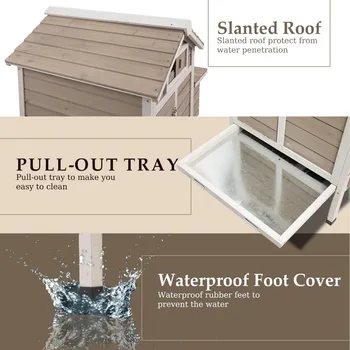 Outdoor Chicken Coop with Removable Trays, Wooden Rabbit Hutch and Poultry Cage featuring Nesting Box, Suitable for Indoor Hen H 4