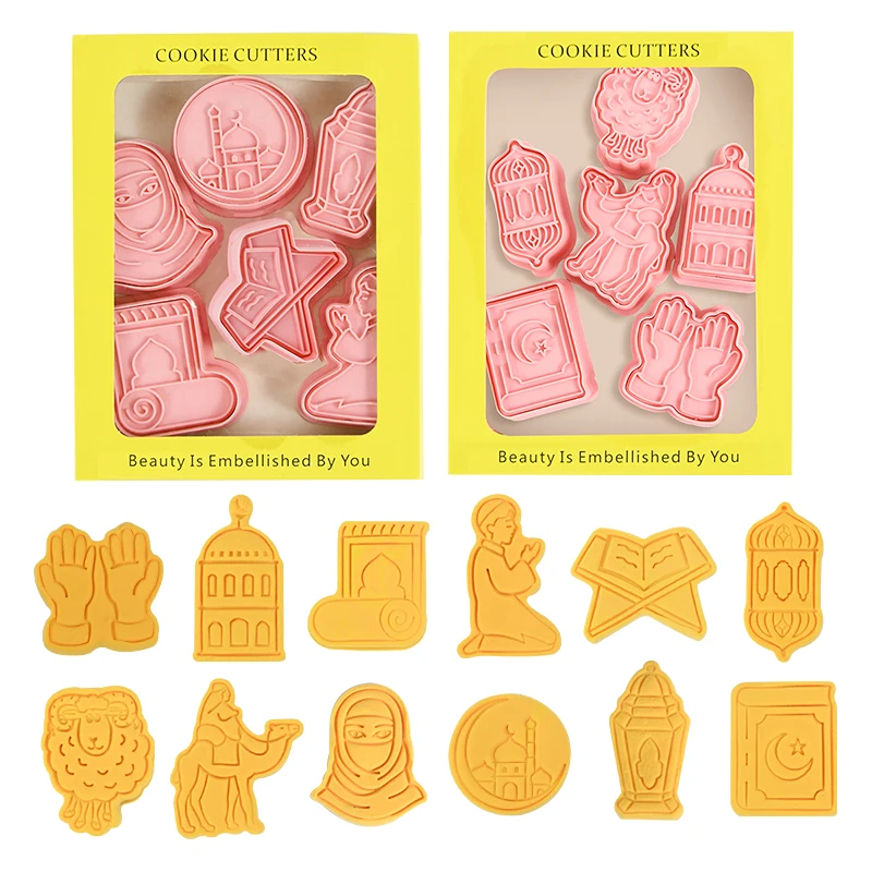 

Plastic 3D Camel Moon Star Pressable Biscuit Mold Eid Mubarak Cookie Cutters Stamp Islamic Muslim Kitchen Baking Pastry Tools