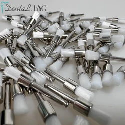 100pcs Mixed Color Dental Polishing Brushes - Disposable Latch Type for Stain Removal and Shine (Flat-white)