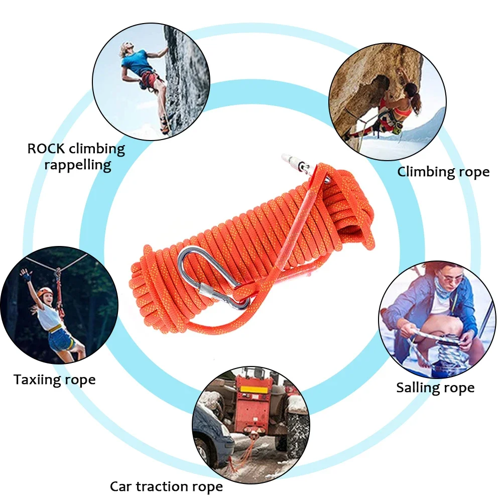 10-50M Climbing Rope 12MM Outdoor Emergency Set Static Rescue Rock Rappelling Tree Arborist Sling High Strength Cord Safety Rope