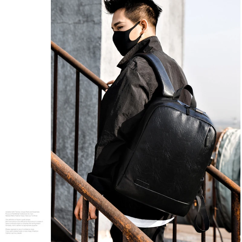 Executive Backpack Men PU Leather Satchel Briefcase Office Casual