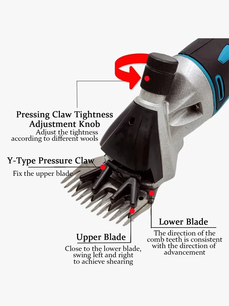 무선 전기 양털 깎기, 속도 조절 가능 전기 깎기 기계, 농장 양, 염소용 13날 스테인리스 스틸 칼날