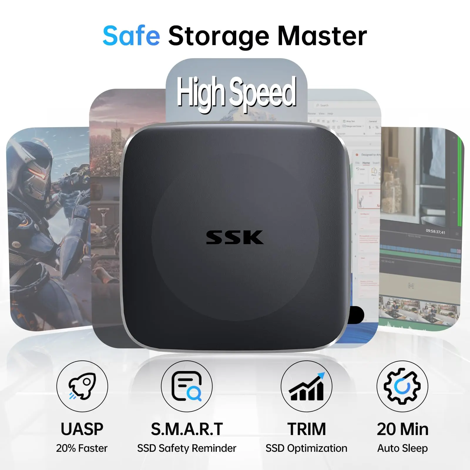SSK 외장 스토리지 드라이브 외장 SSD 1TB 휴대용 하드 드라이브 C타입 외장 스토리지 노트북 드라이브 아이폰 16용