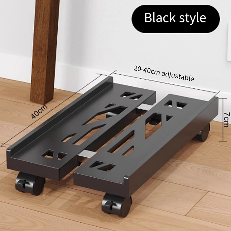 A25F-Adjustable Mobile CPU Stand Ventilated Computer Tower Stand PC Tower Stand 4 Caster Wheels Under Desk Holder