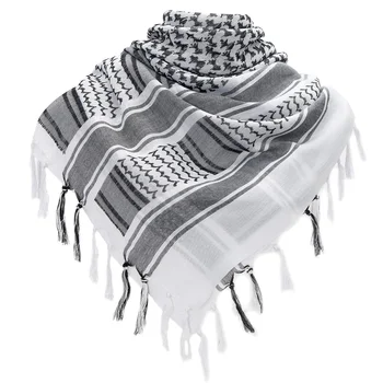 아랍 전술 쉬마흐 군사 스카프, 야외 하이킹 육군 사막 스카프, 태슬 포함 방풍 스카프, 무슬림 히잡, 남성 여성