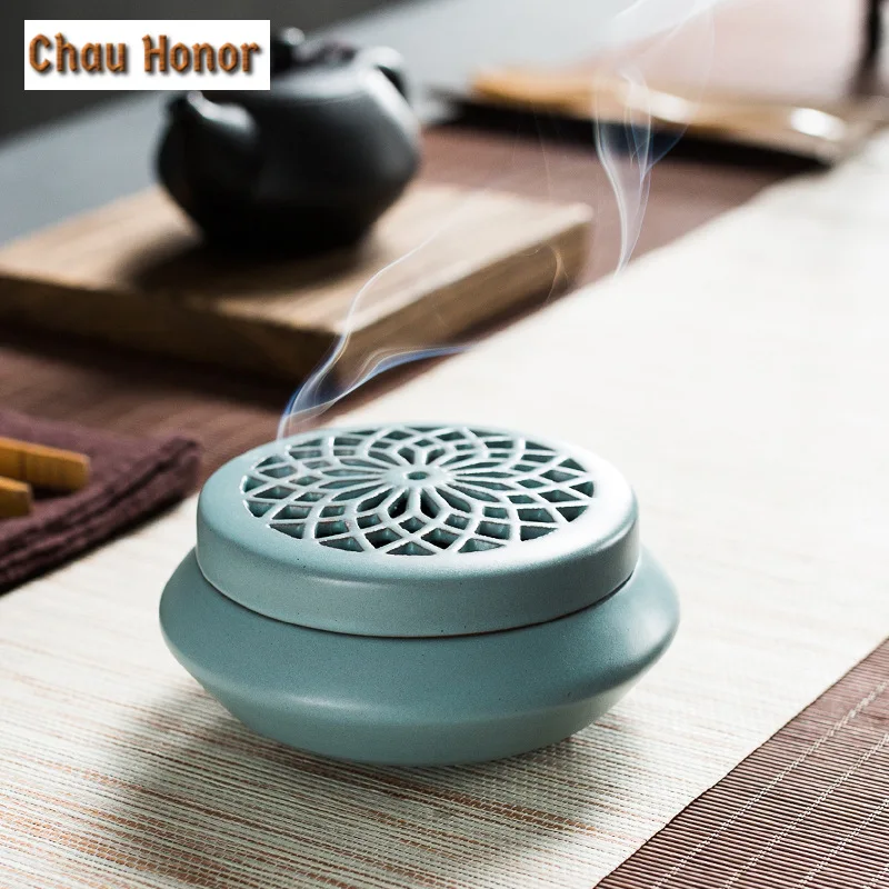 Creative Flat Cover Path Sandalwood Incense Holder Aromatherapy Furnace Zen Smell Distributor Tea Services Equipment Ornaments