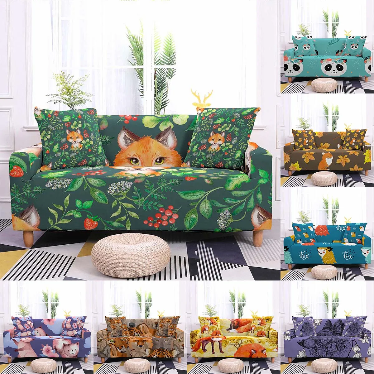 

Xmas Decor Elastic Sofa Cover For Living Room Christmas Sofa Slipcover Chaise Lounge Couch Cover Armchair Protector 1/2/3/4-seat