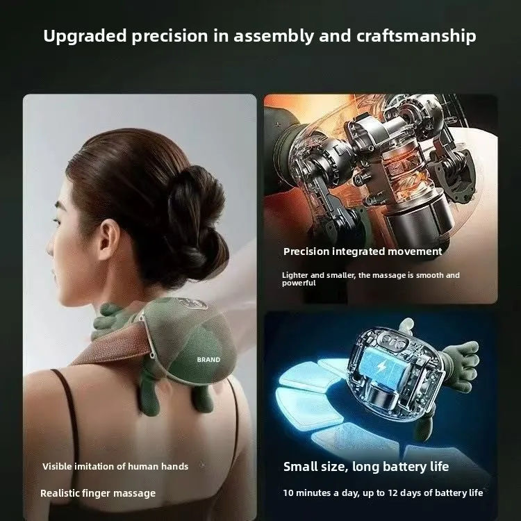 Wireless Neck Shoulder Massager Simulated Hand Kneading With Heat Deep Tissue Pillow For Cervical Pain Relief Home Office Car Us_voghion.com