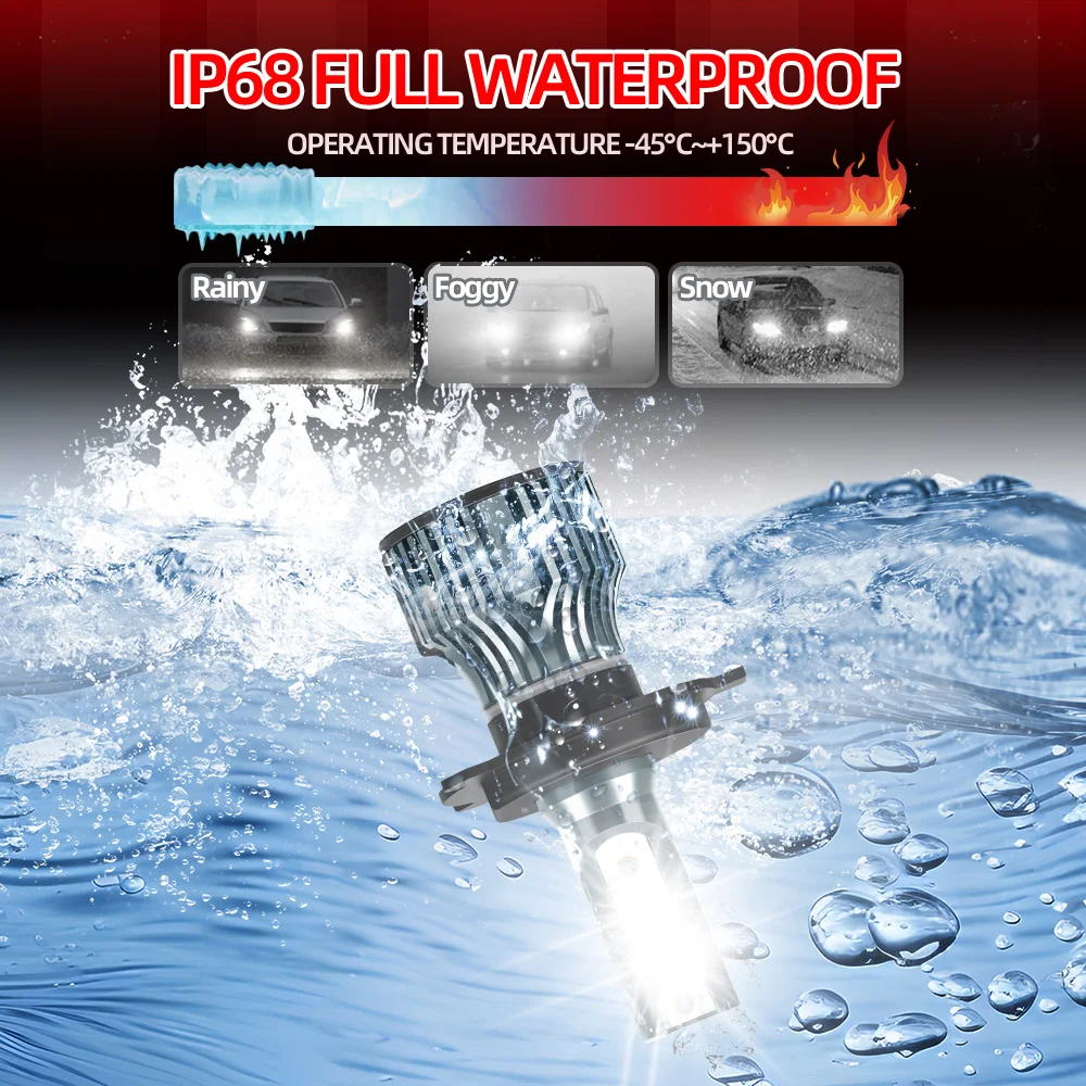LED 헤드라이트 전구, 9003 HB2 20000LM H4 터보 헤드램프, 120W 램프, 자동 12V 6500K, 기아 피칸토 JA 2017 2018 2019 2020 2021-2023