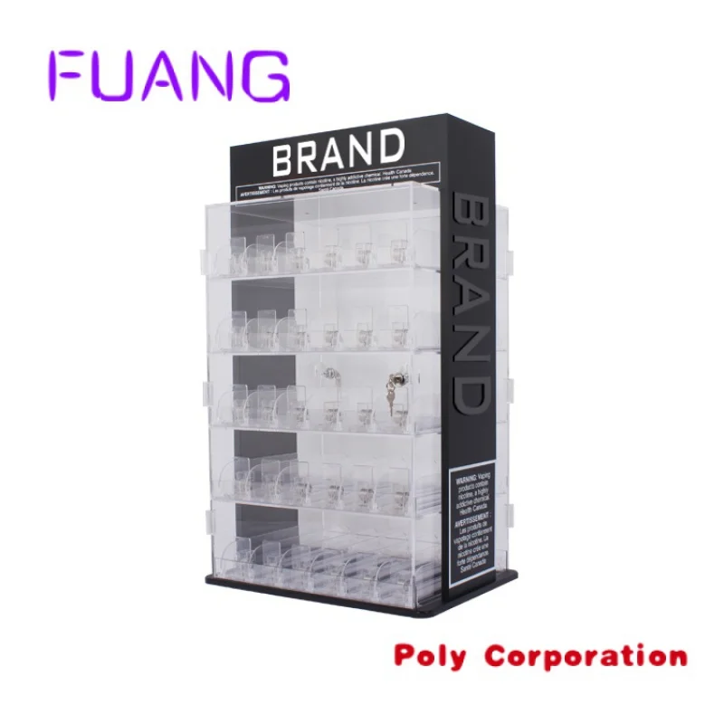 Custom  APEX Smoke Shop Display Lockable Cigarette Display Stand Countertop Device Cartridge Pusher Acrylic Display