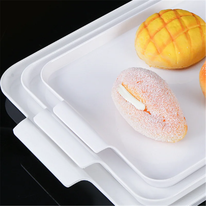 Flat Melamine Kitchen Storage Trays Pastry Bread Restaurant Plates Large White Menu Dishes Plastic for Dinner Persentation 5