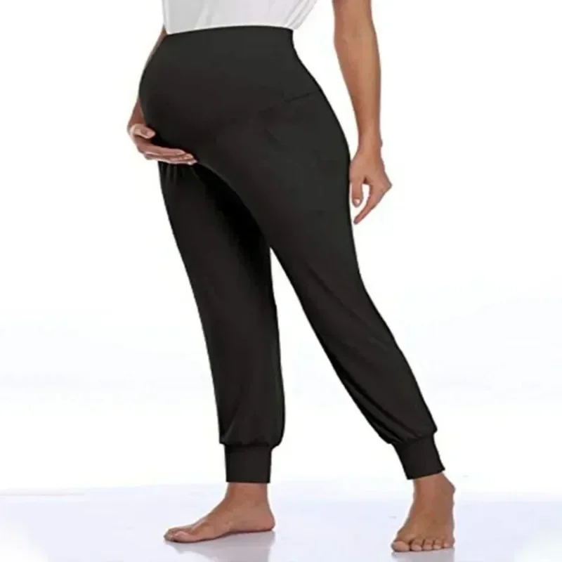 Spring Maternity Women's Casual Pants Solid High Waist Strechy Lounge Trousers For Pregnant Women Joggers With Pockets 3