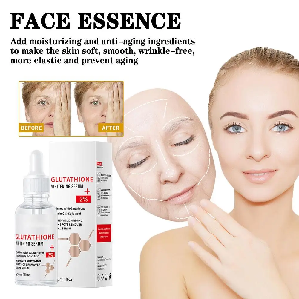 

30 мл, глутатион для отбеливания веснушек, сыворотка для удаления мелазмы, витамин для лица, темный с никотинамид с кислотной сывороткой, Kojic, пятна Whiten U9K9