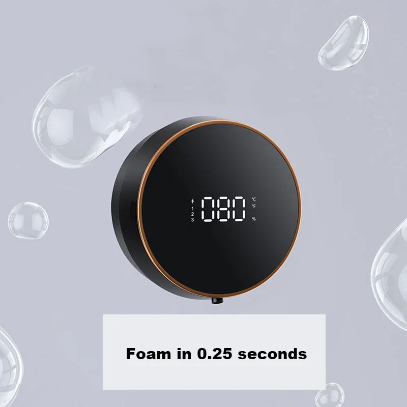 LED 벽걸이 자동 액체 비누 디스펜서, 온도 표시, USB 충전식 터치리스 적외선 센서, 거품 기계
