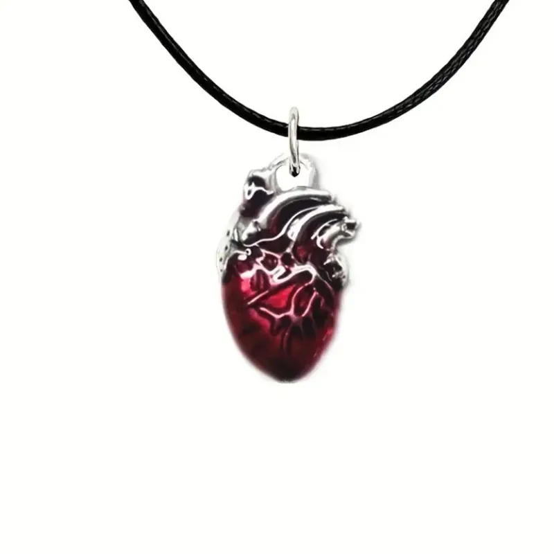 Y2K Gothic Style Red Bloody Anatomy Heart shaped Pendant Necklace is the most popular decoration for Halloween parties