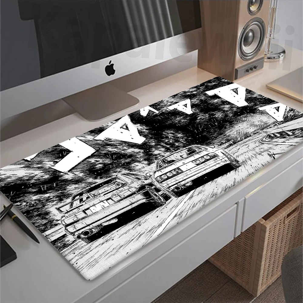 

Initial D Large Anime Mouse Pad Car AE86 Gaming Mousepad Black And White Anime Mouse Mat PC Deskpads For Keyboard Pads XXL