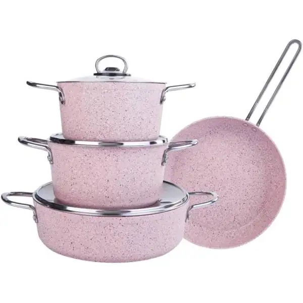 Cookware Biogranit Alpha Pink 7 Piece Cookware Set stainless steel cookware  pots and pans set with baking utensils cookware - AliExpress
