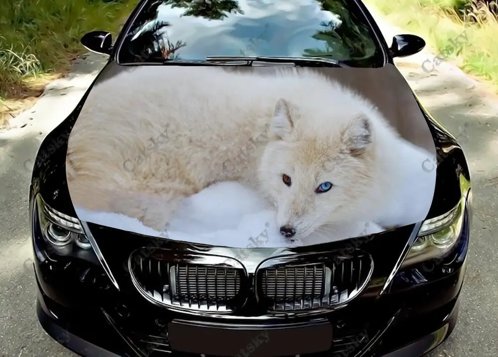 

arctic fox Car hood vinyl stickers wrapped PVC film hood decals stickers general car modified hood protection stickers