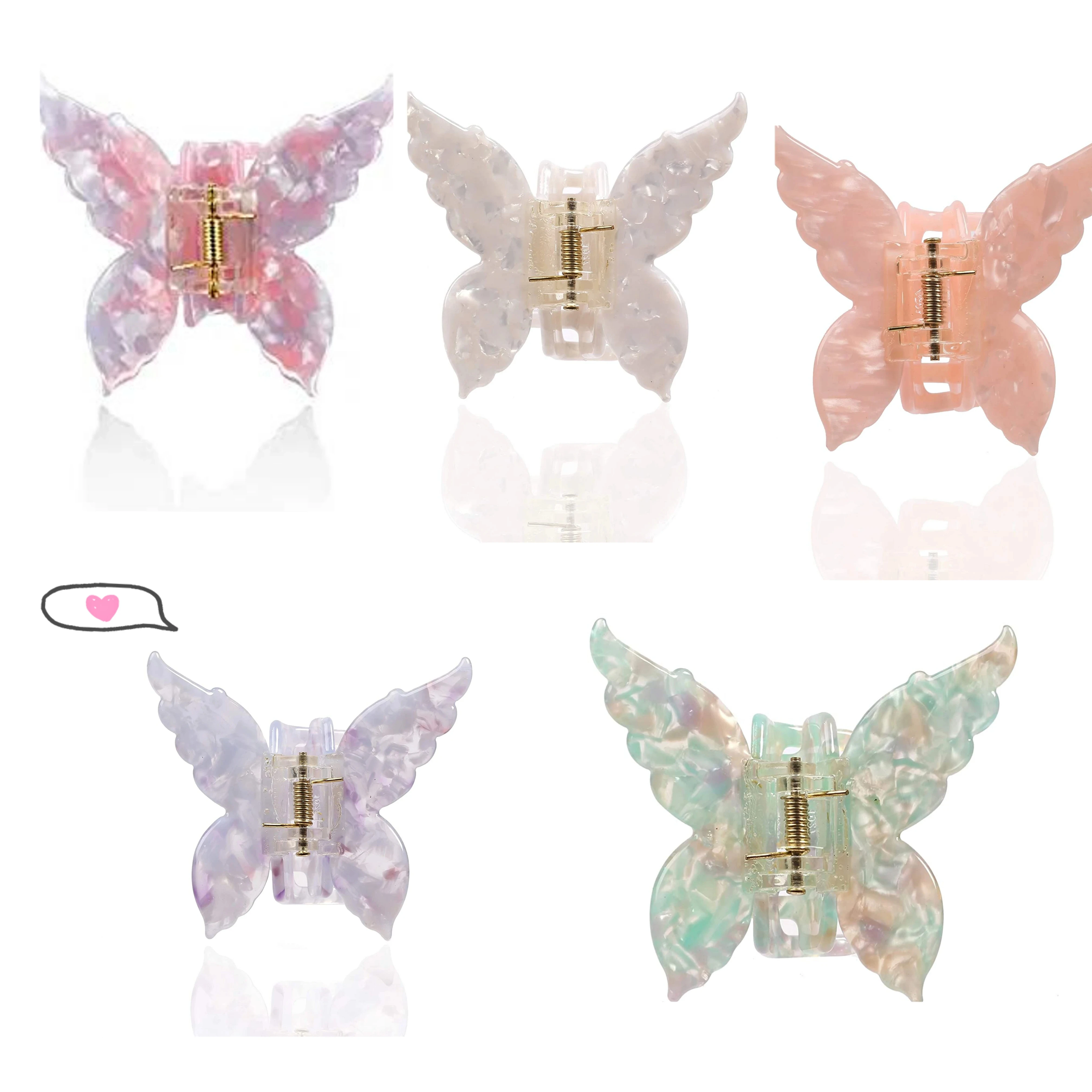 

Hot Selling Hair Clamps Accessories Acetate Hair Claw Pastel Butterfly Hair Claws For Girl