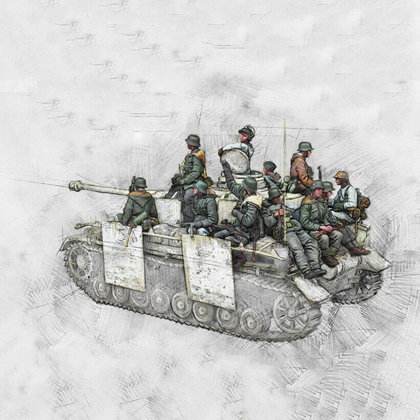 

1/35 Resin Model WWII German 13 Soldiers Tank Crew Big Set Unassembled Unpainted