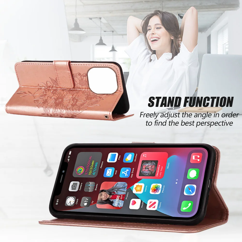 Butterfly Flower Magnetic Leather Wallet Flip Cover Phone Case