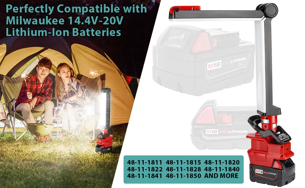 Cordless LED Work Light for Milwaukee M18 18V Battery 30W 2400LM Flood Light Out