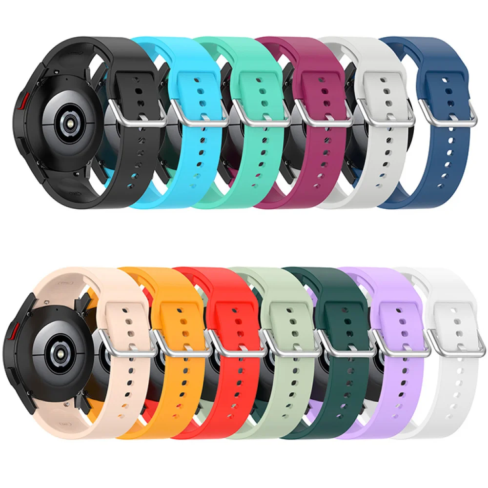 Cinturino In Silicone Da 20Mm Fibbia In Acciaio Argento Per Samsung Galaxy Watch5/ Watch5 Pro/ Watch 4/ Watch 4 Classic/Watch 3