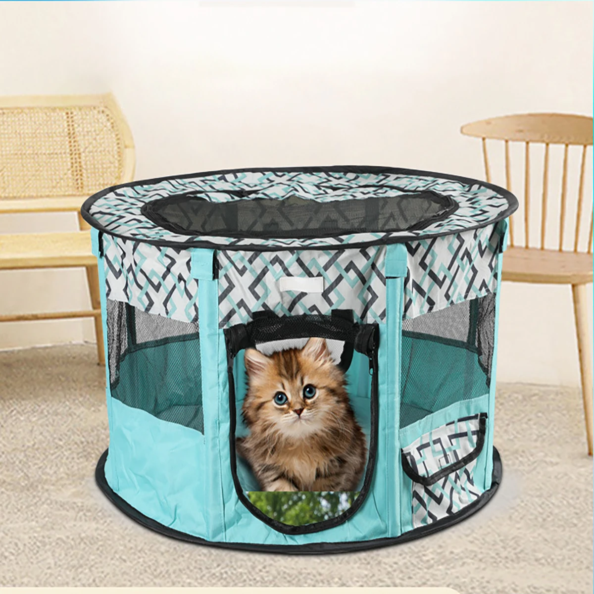 

Foldable Pet Tent Portable Dog House Octagonal Fence Cat Delivery Room Cat Comfortable Large Outdoor Travel Tent Cat Accessories