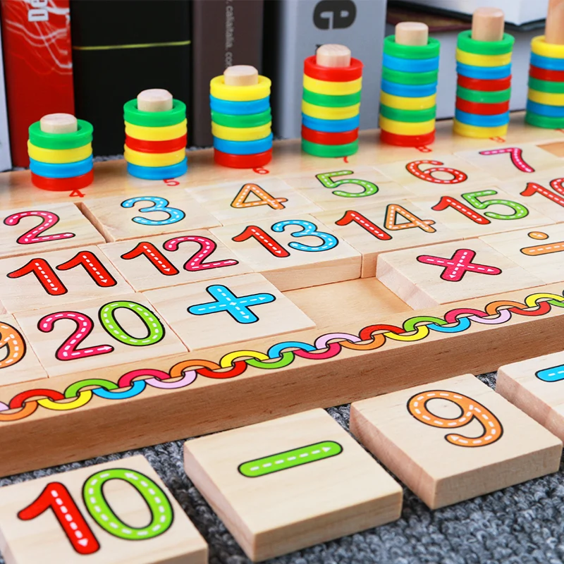 

Baby Montessori Jigsaw Alphabet and Math Operation Logarithmic Board Daycare Children's Early Learning Education Puzzle Wood Toy