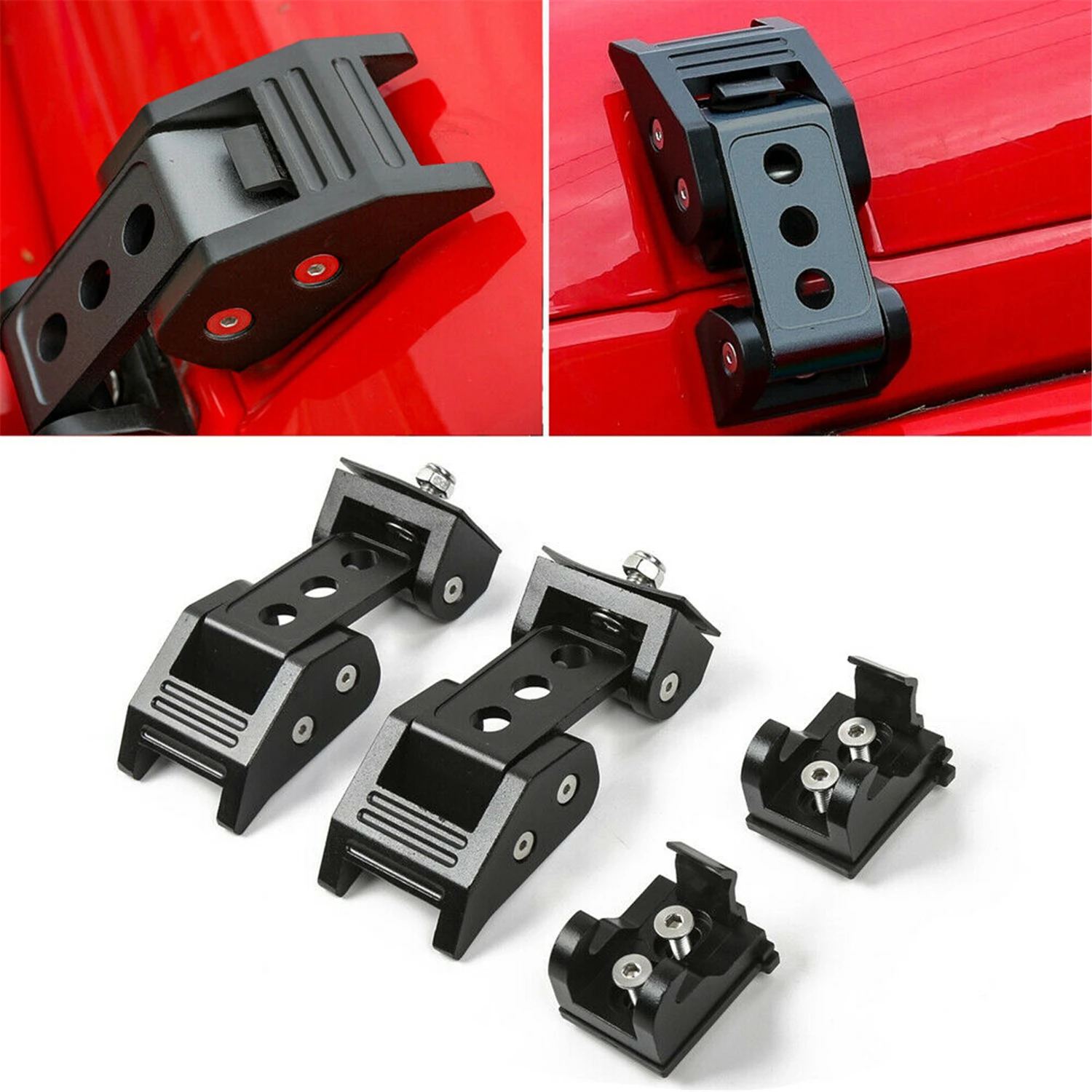 

For 2007-2023 Jeep Wrangler Hood Latch Kit JK JL Gladiator JT Black Solid Steel Locking Hood Catch Latche Sport Chromium Style