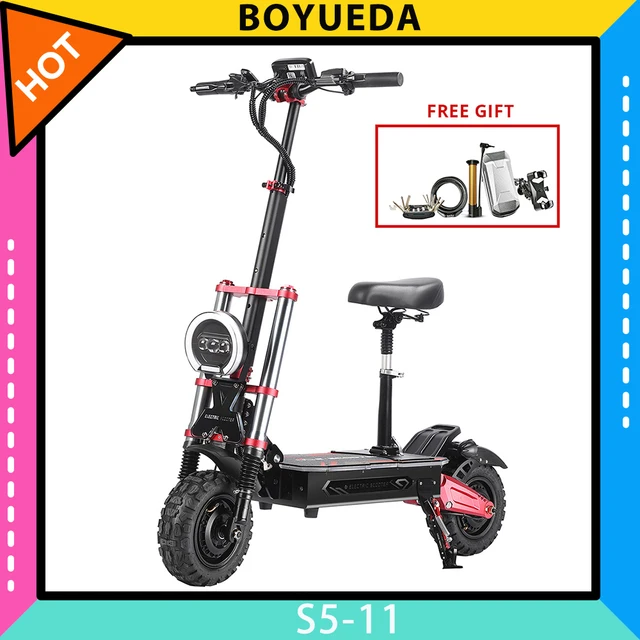 BOYUEDA S5-11 Scooter électrique, moteur 2*3000W, batterie 60V 38AH, pneu 11 pouces, vitesse maximale 85 km/h, portée 120 km, double frein à disque hydraulique, amortisseur hydraulique, écran LCD 1