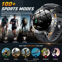 Montre connectée de sport avec batterie ultra grande capacité de 1400mAh, 1.7 pouces, fréquence cardiaque, lampe torche tactique puissante, étanche 5ATM, appel, montre intelligente pour hommes 5