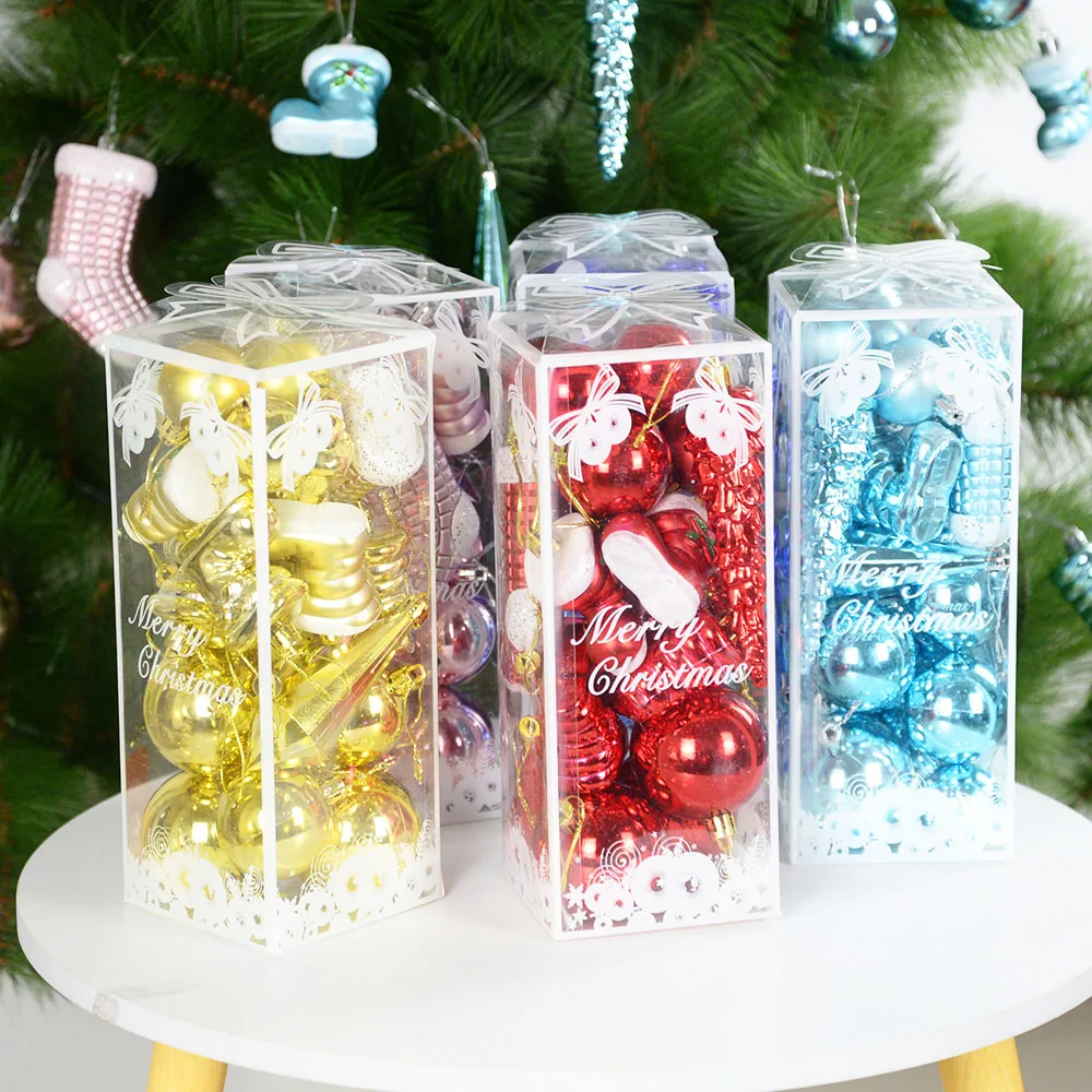 21Pcs/box Christmas Ball Ornaments Xmas Tree Hanging Ice Pendants Christmas Decorations For Home Navidad 2023 New Year Gift Noel