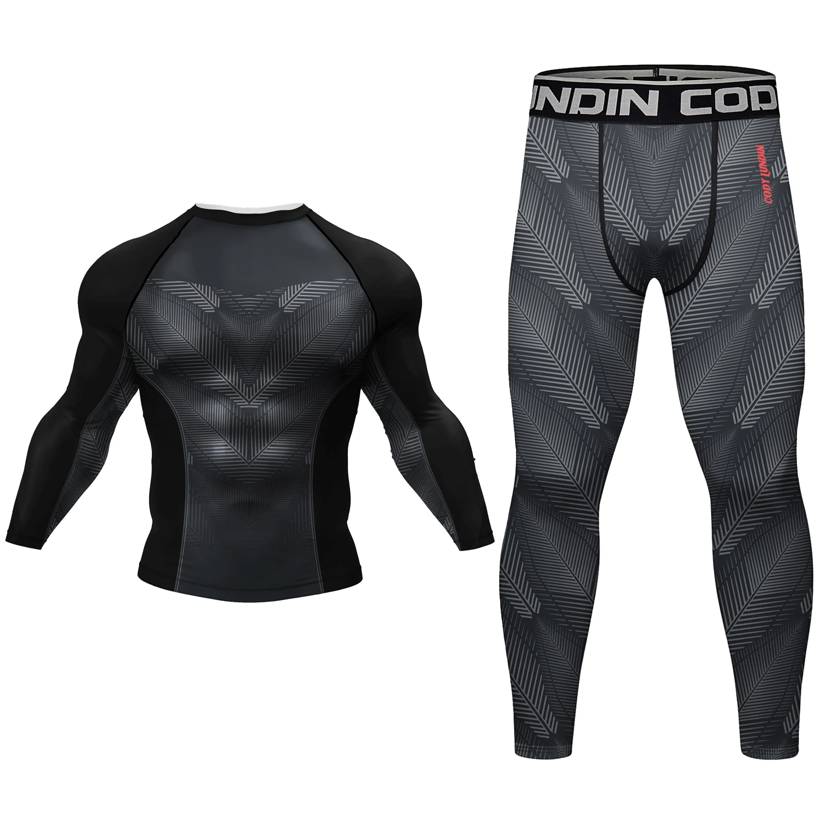 Cody Lundin Male Shirt + Pants Gym Set Men's MMA No Gi Jiu-Jitsu Brazilian Grappling Kickboxing Fitness Training Rash Guard Sets 5