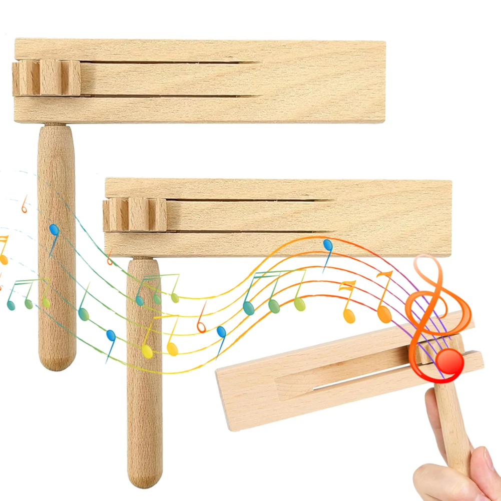 Wooden Ratchet Sound Noisemaker Spinning Rattle Toys Traditional Matraca Toy Educational Toys for Kids 2Pcs