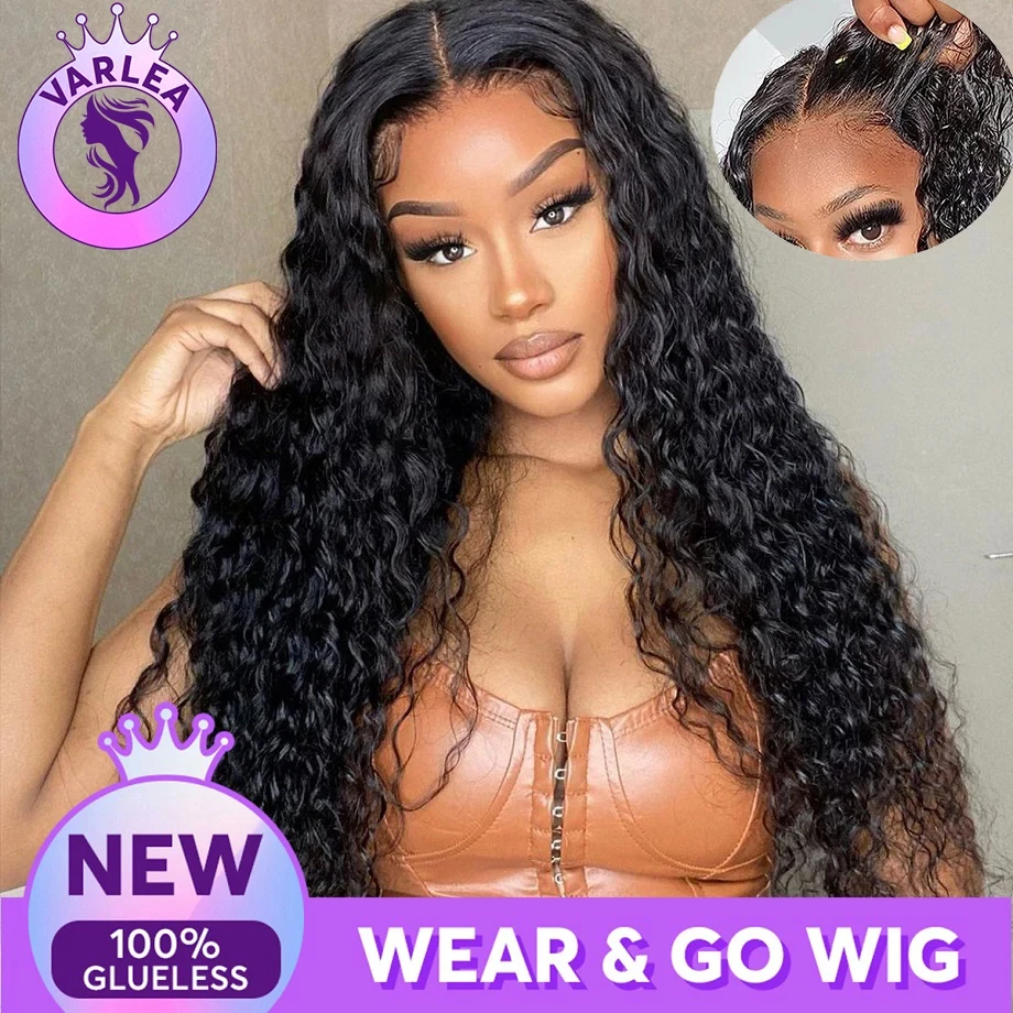 

Wear & Go Glueless 4x4 5x5 Closure Deep Water Wave Hd Lace Fronta Wig Curly Wig Human Hair Ready To Wear Pre Cut Plucked