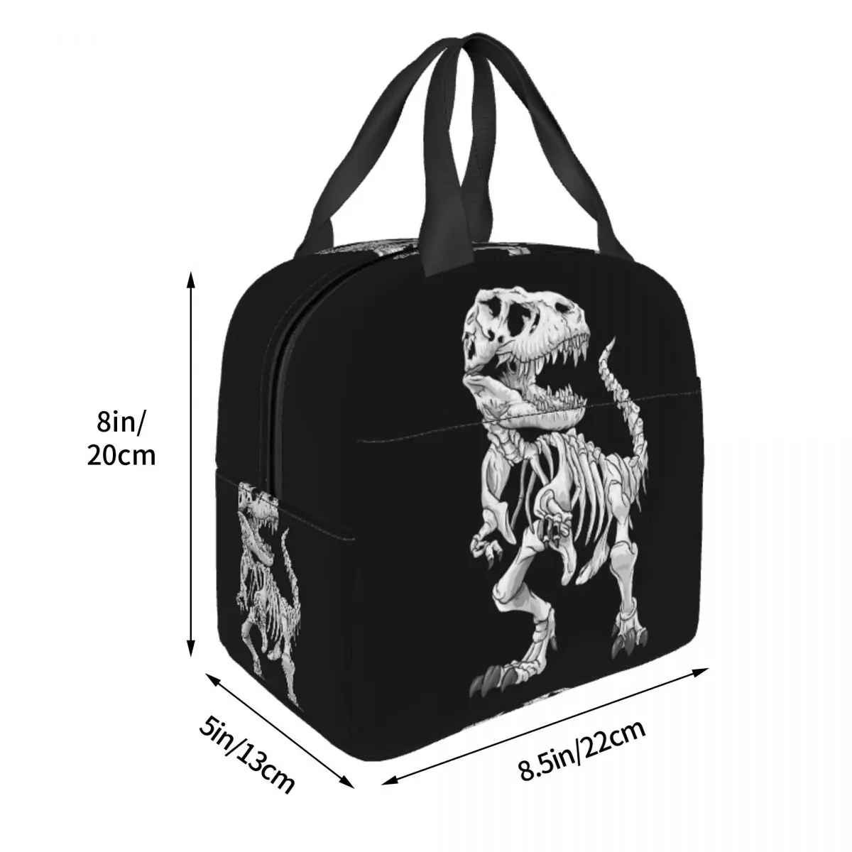 T-Rex Skeleton Dino Insulated Lunch Bag Waterproof Thermal Cooler Dinosaur Print Bento Box For Women Children School Food Bags