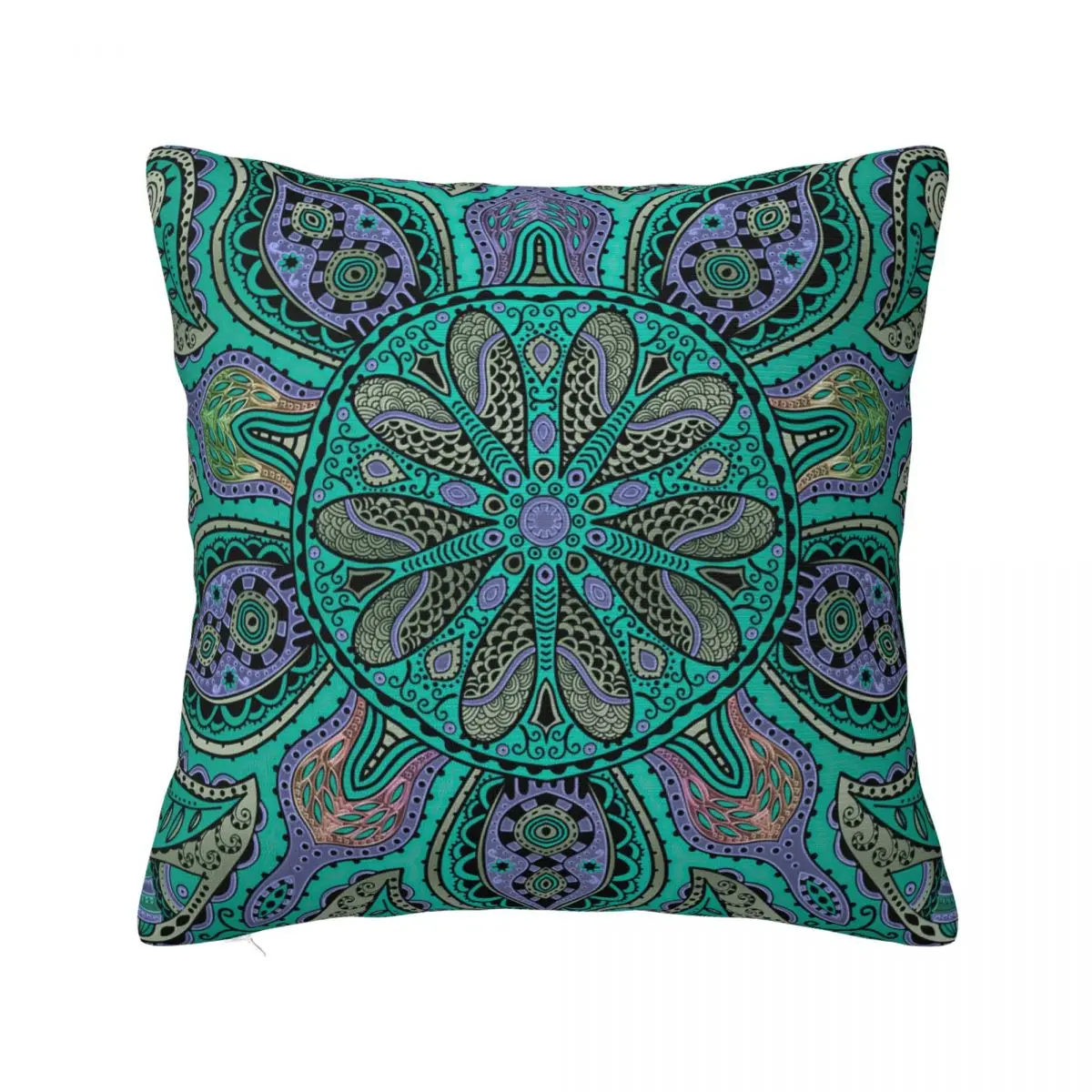 

Teal Purple Green Mandala Pillowcase Printing Polyester Cushion Cover Decoration Pillow Case Cover Home Dropshipping 45X45cm