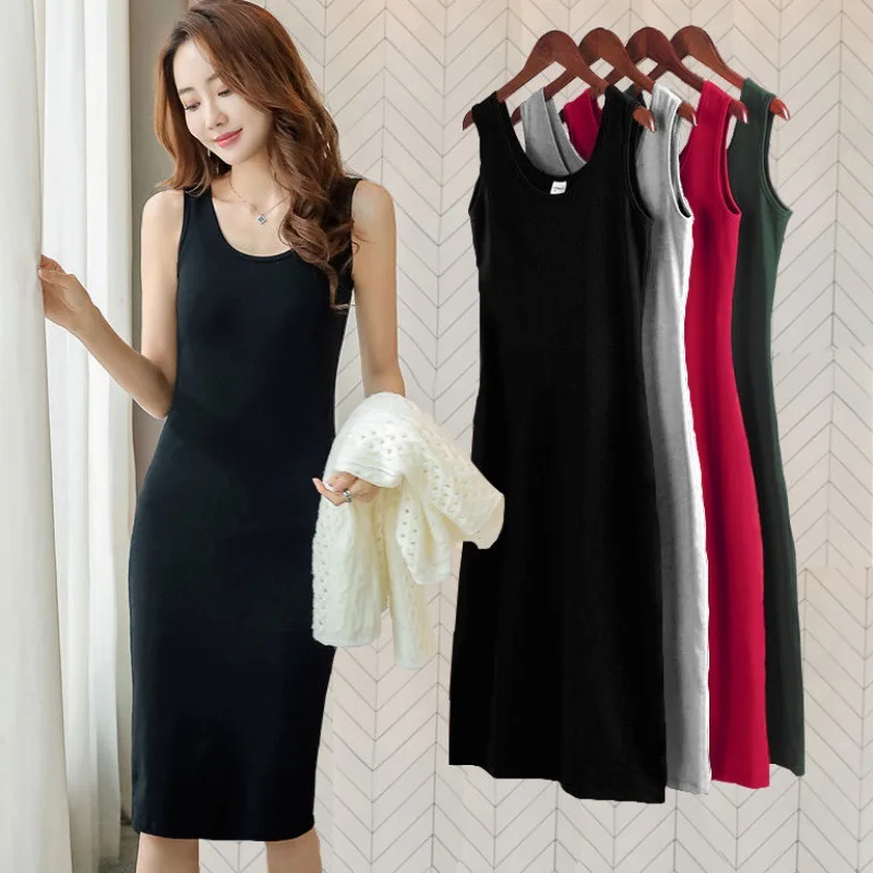 Tank Bottom Dress, Long Camisole Dress, Oversized Women's Dress, Spring/summer Student Bottom Dress