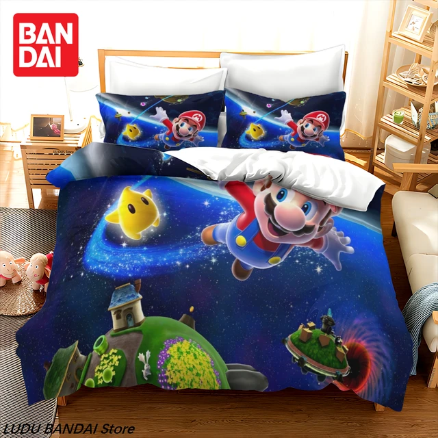 Parure de lit Anime Super Mario, housse de couette Super Mario, double, simple, grand lit, très grand lit, pour adultes et enfants, couvre-lit Super Mario 1