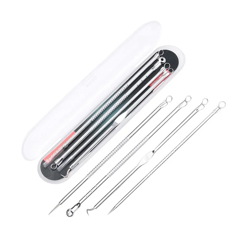 Acne Needle Remove Blackhead Blemish Pimple Comedone 4pcs/Set Double-ended Stainless Steel Facial Cleaning Skin Care 4