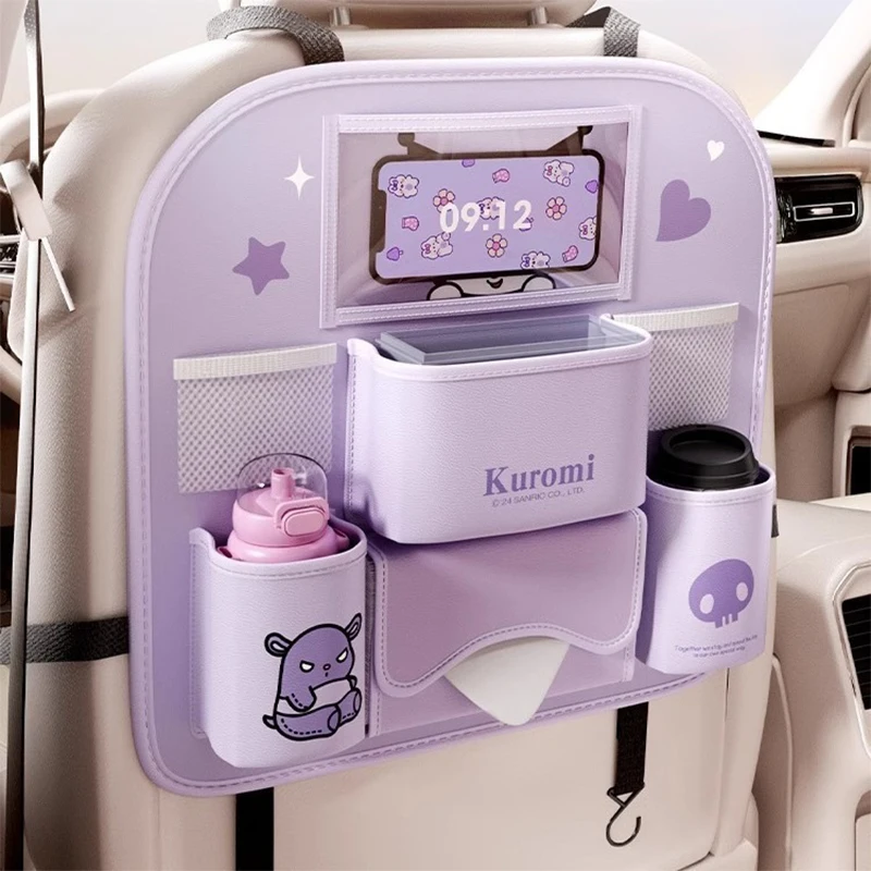 Kuromi Car Seat Back Storage Box Water Cup Holder Tissue Box