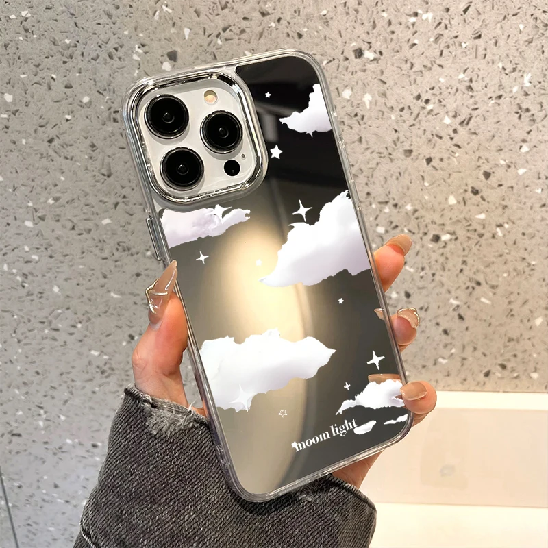 thumbnail image 1 of Cute Daisy Pattern Phone Case For iPhone 14 Pro Max Mirror Phone Cases For iPhone 15 11 12 13 Pro Max X XR XS Max Make up Cover, 1 of 5