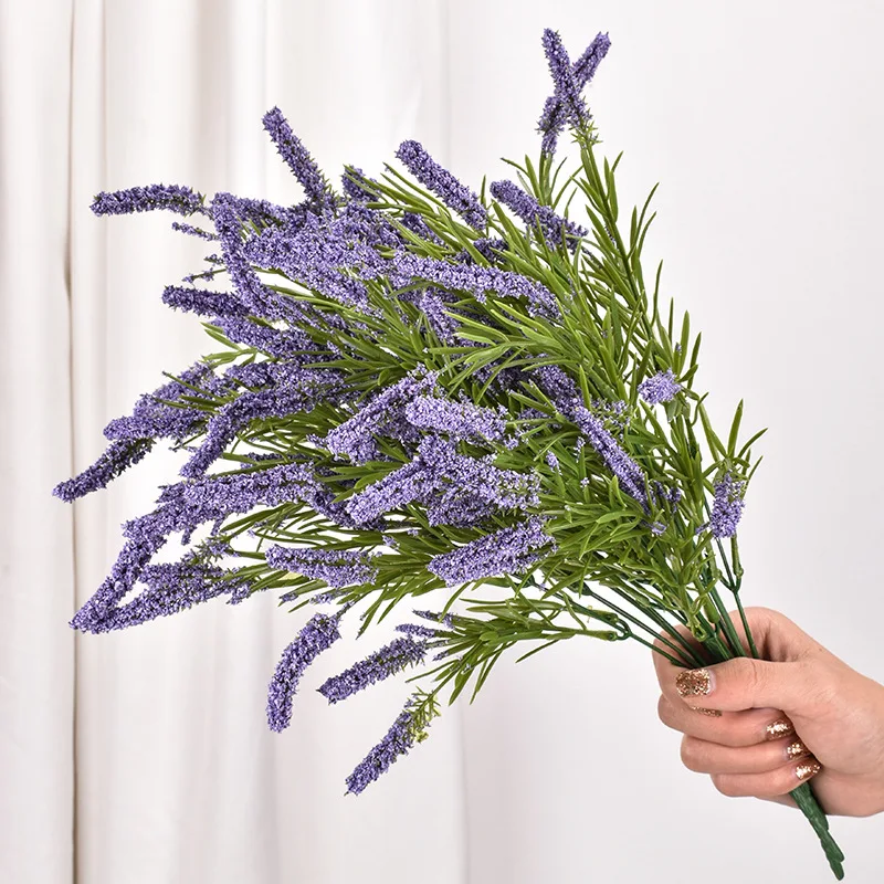 

Purple Lavender Simulation Bouquet Hotel Home Decor Wedding Table Party Decoration Artificial Flowers Green Plants Accessories