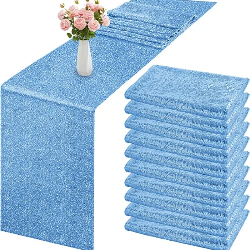 

10PCS Glitter Sequin Table Runner Gold /Silver /Rose Table Cloth Sparkle Table Covers for Wedding Birthday Christmas Decoration